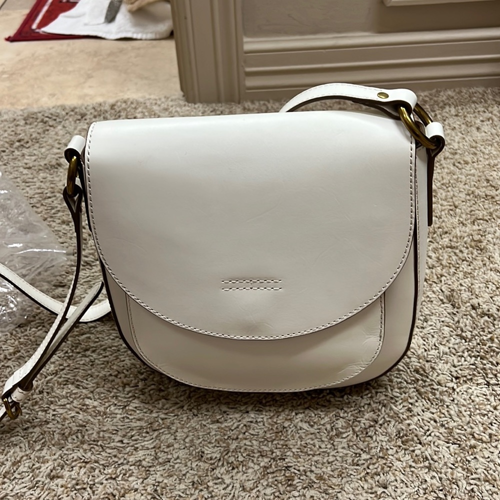 FRYE Harness Small Saddle Crossbod Purse HandBag Off White DB486